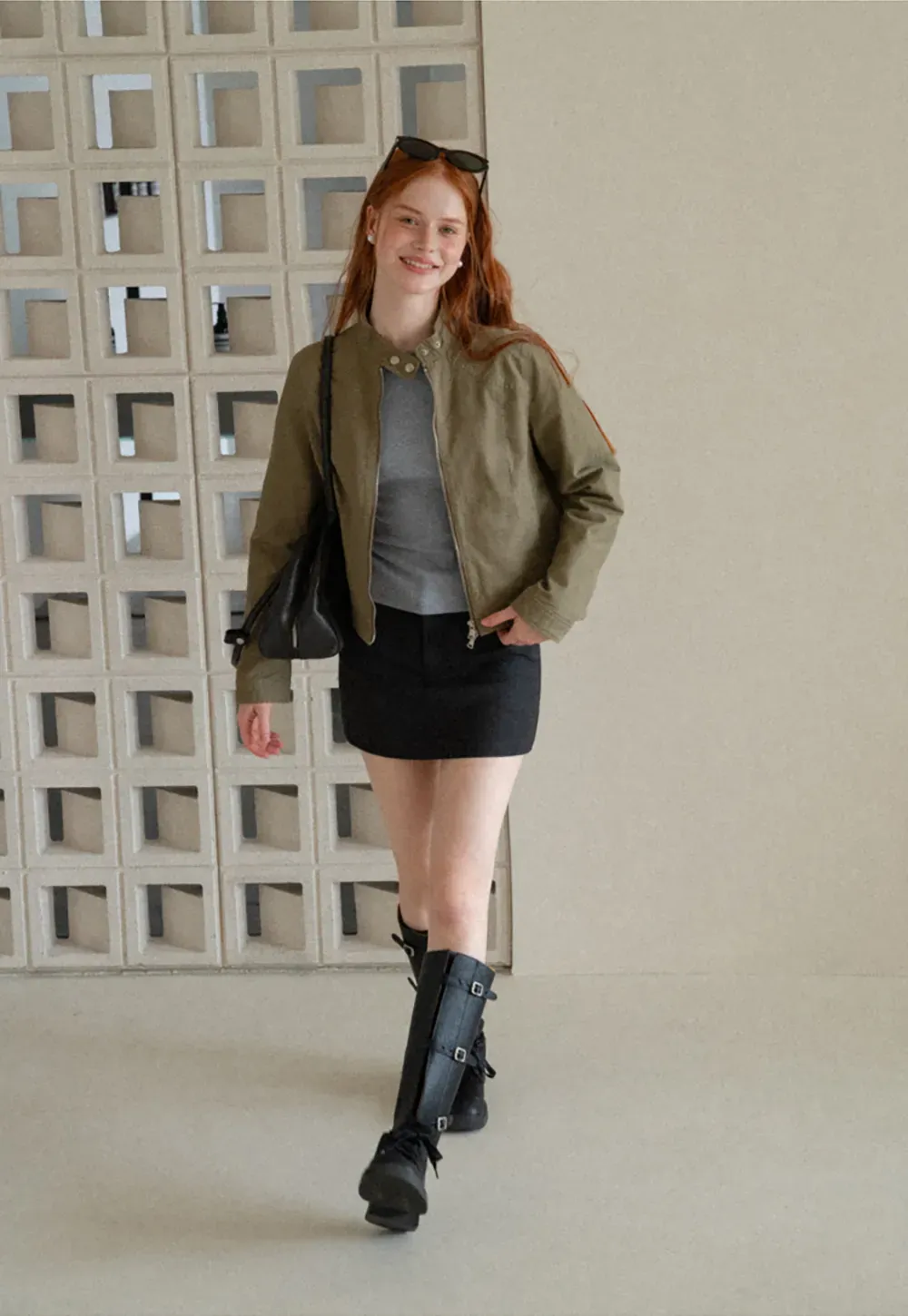 High Waist A Line Skirt with Side Panel Detail