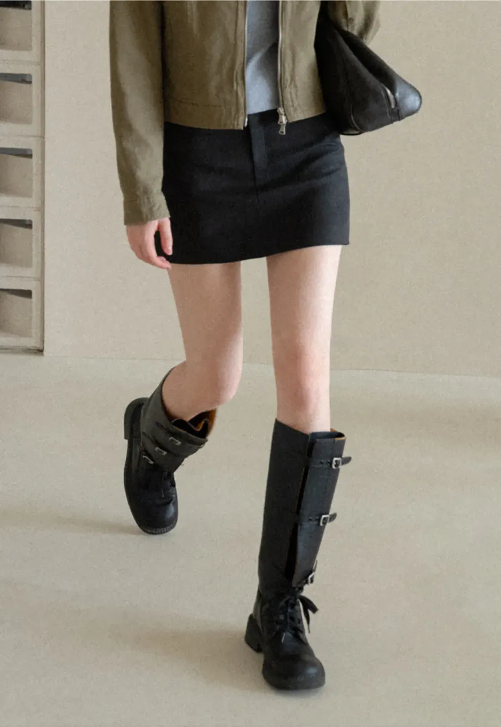 High Waist A Line Skirt with Side Panel Detail