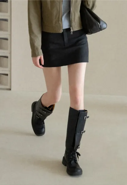 High Waist A Line Skirt with Side Panel Detail