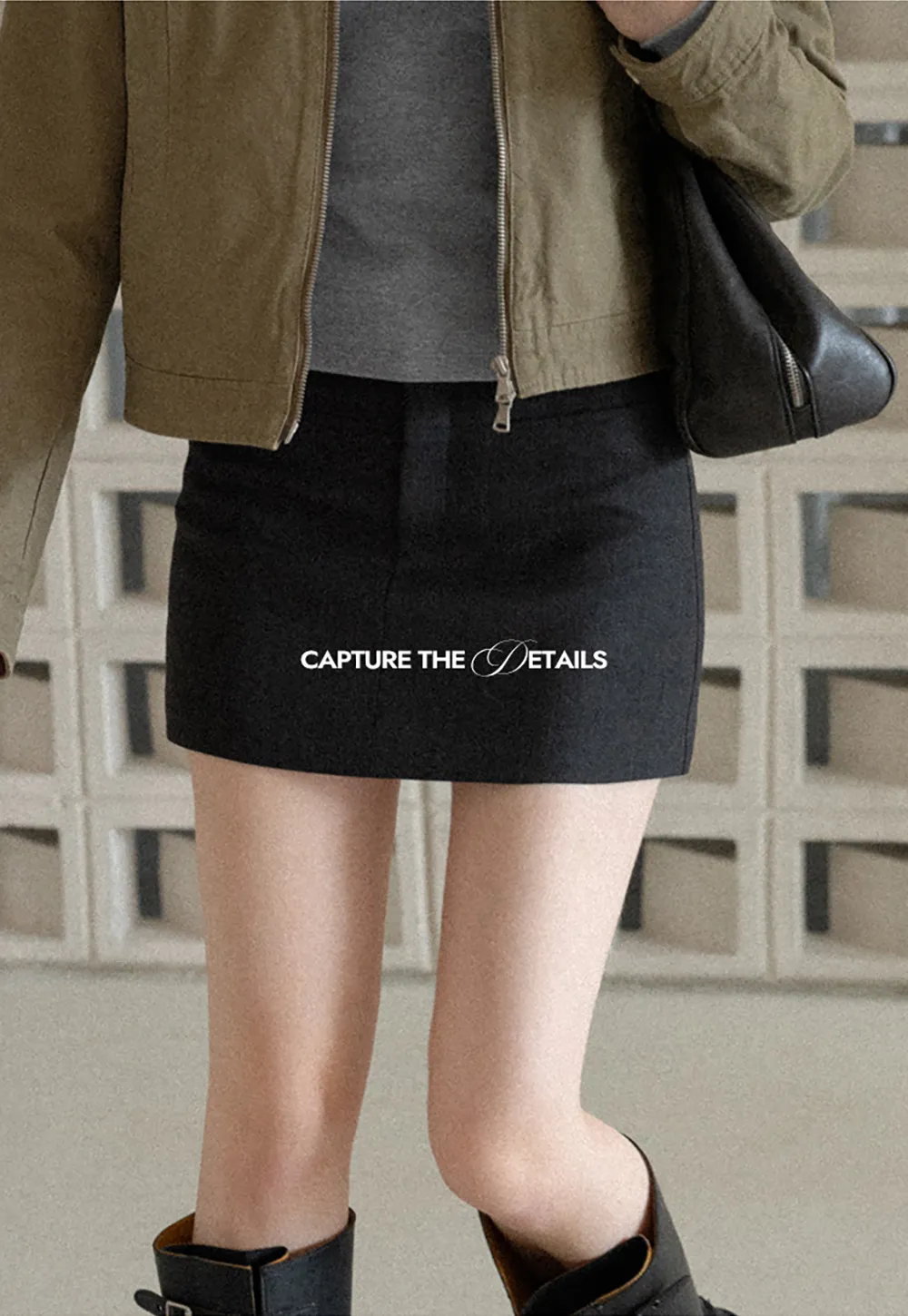 High Waist A Line Skirt with Side Panel Detail