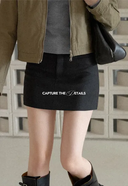 High Waist A Line Skirt with Side Panel Detail