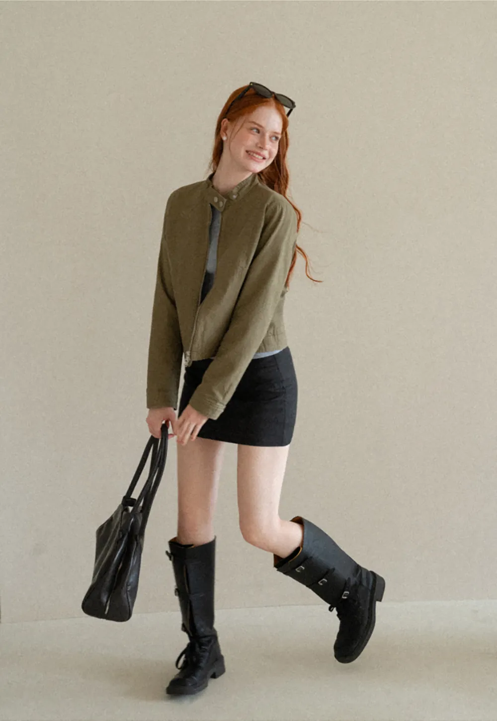 High Waist A Line Skirt with Side Panel Detail