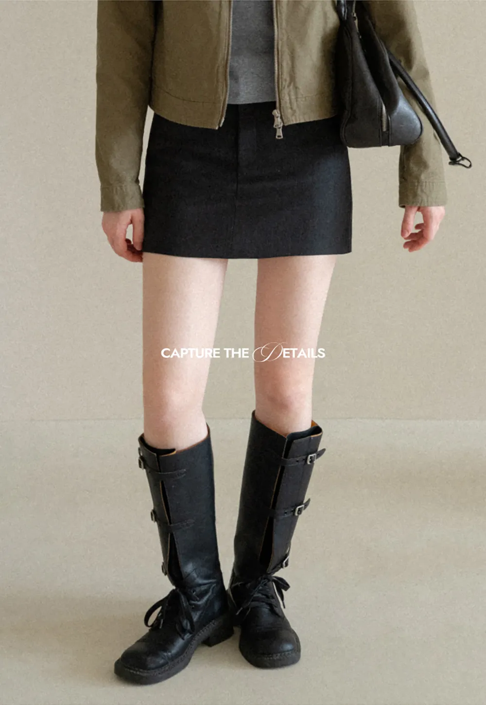 High Waist A Line Skirt with Side Panel Detail