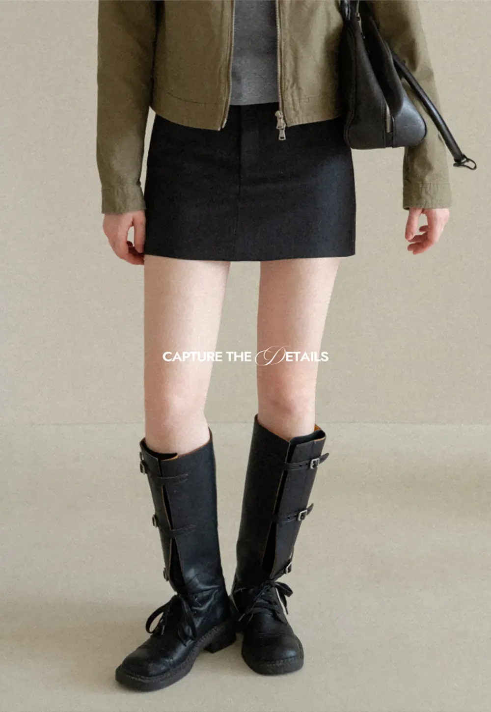 High Waist A Line Skirt with Side Panel Detail