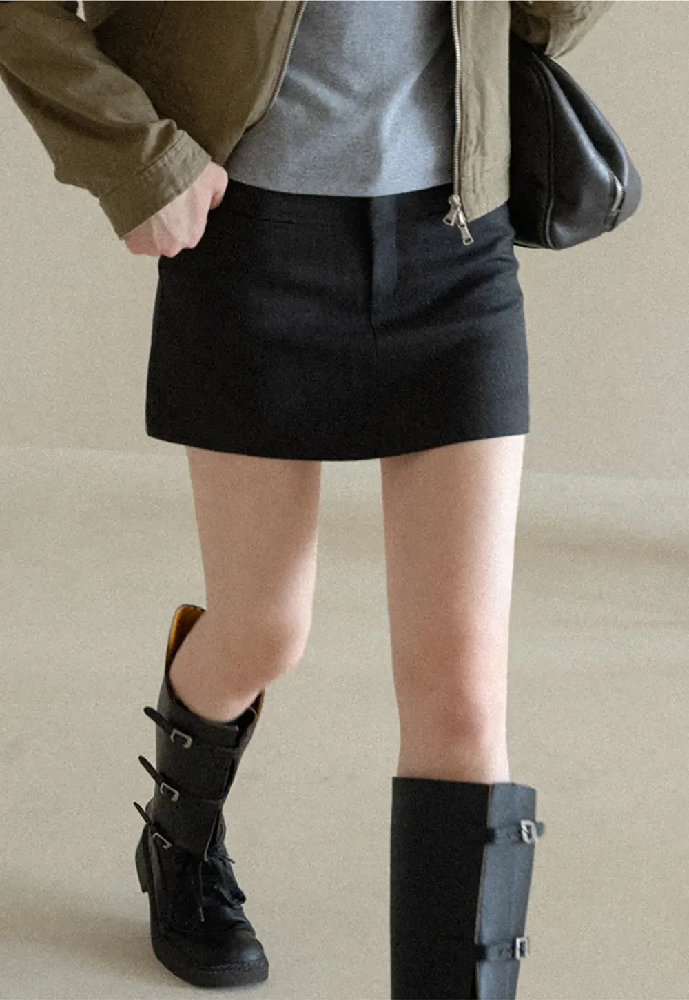 High Waist A Line Skirt with Side Panel Detail