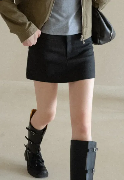 High Waist A Line Skirt with Side Panel Detail
