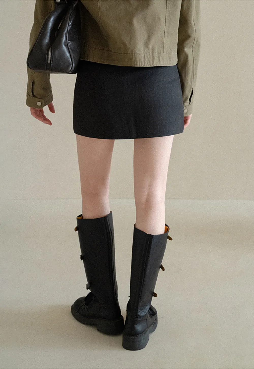 High Waist A Line Skirt with Side Panel Detail