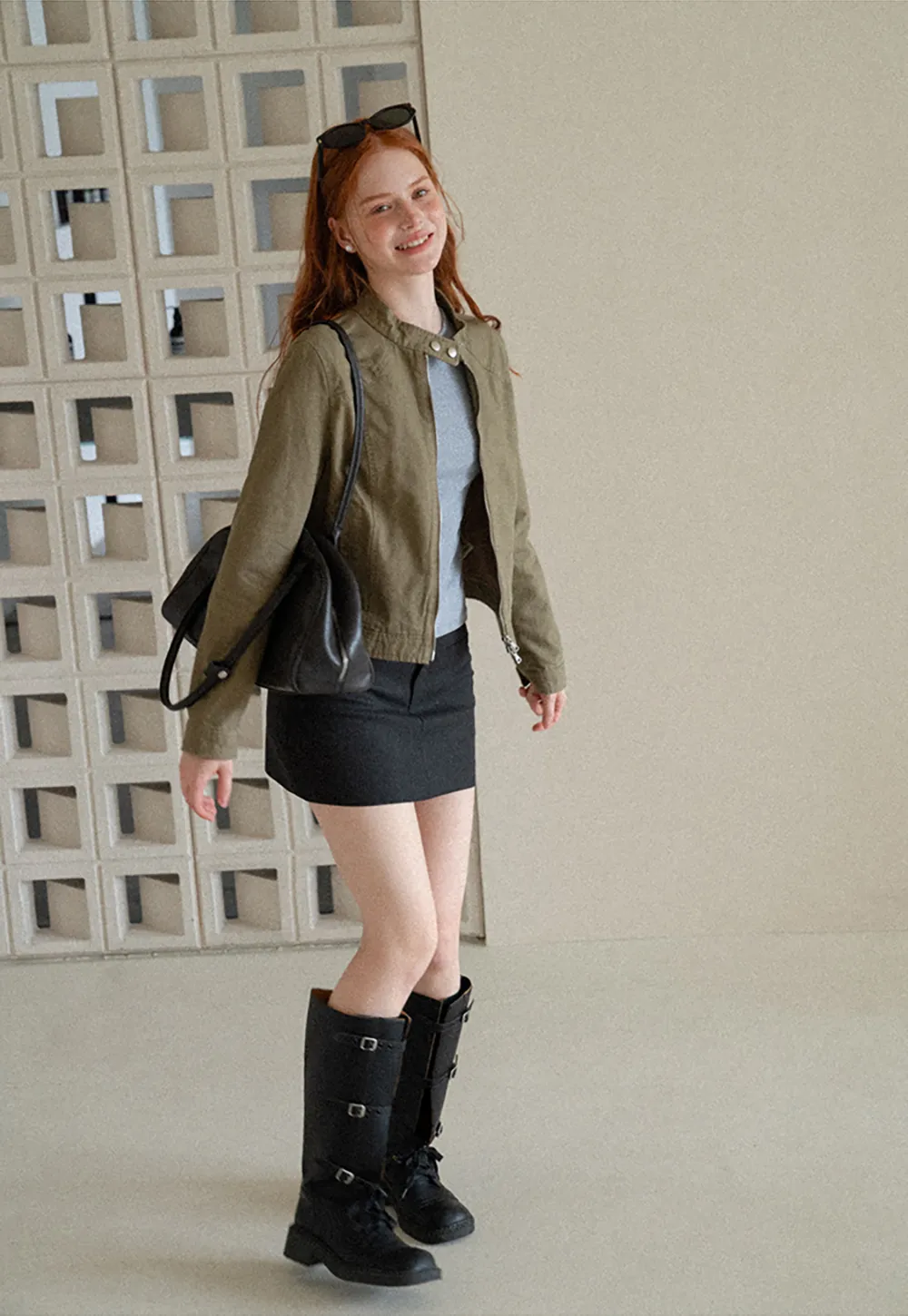 High Waist A Line Skirt with Side Panel Detail