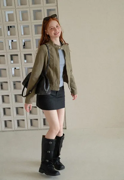 High Waist A Line Skirt with Side Panel Detail