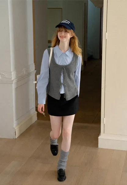 High Waist A Line Skirt with Side Panel Detail