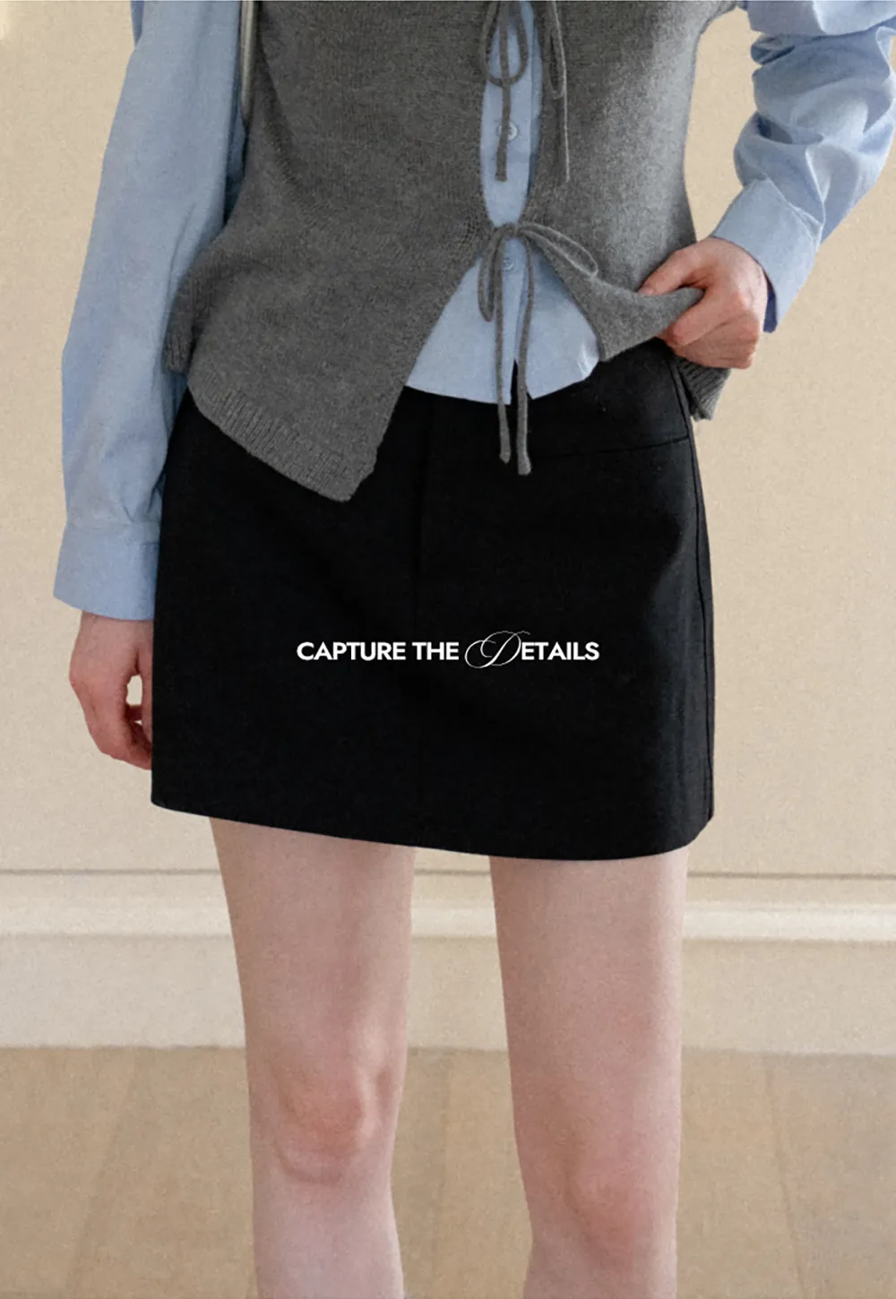 High Waist A Line Skirt with Side Panel Detail