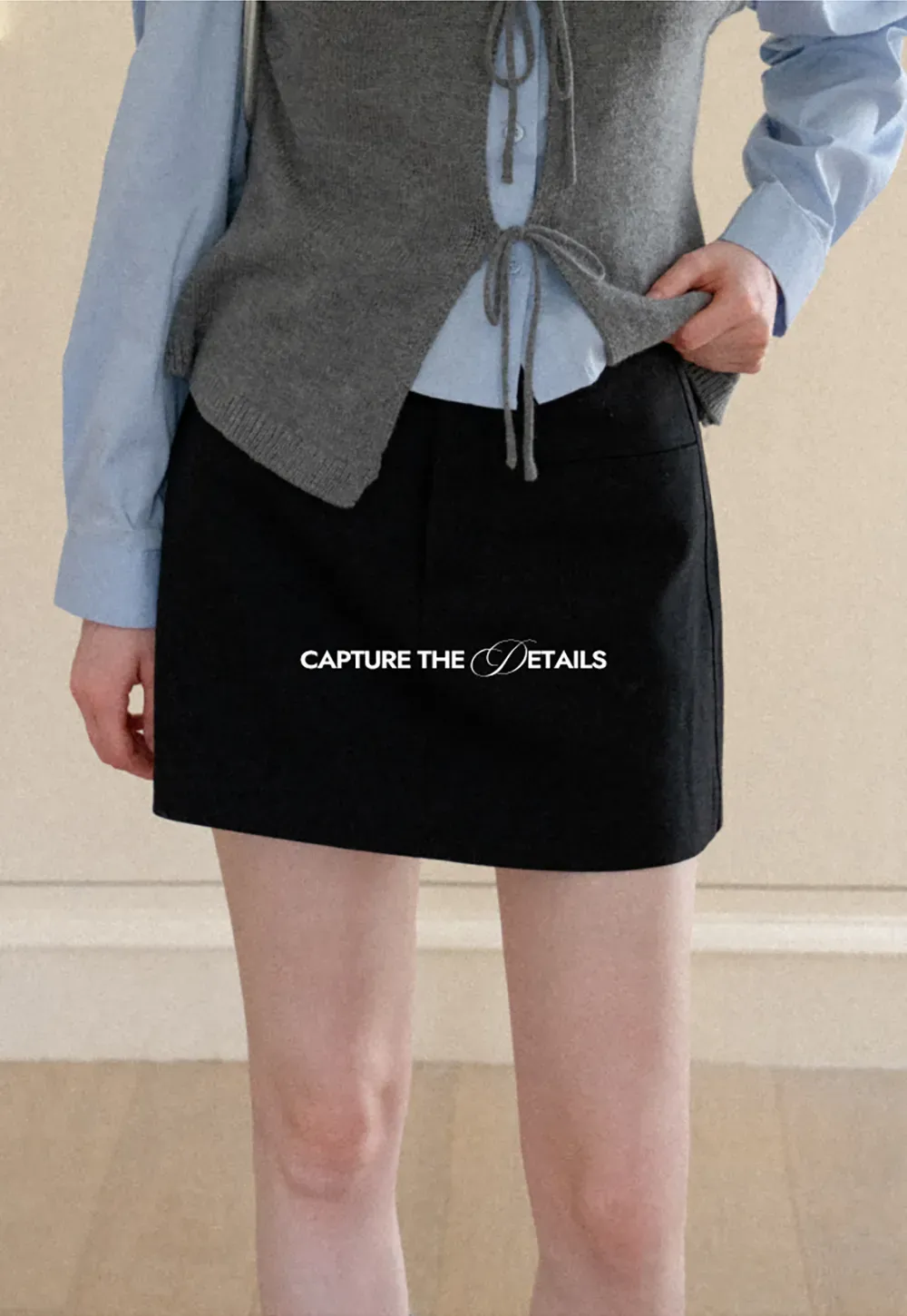 High Waist A Line Skirt with Side Panel Detail