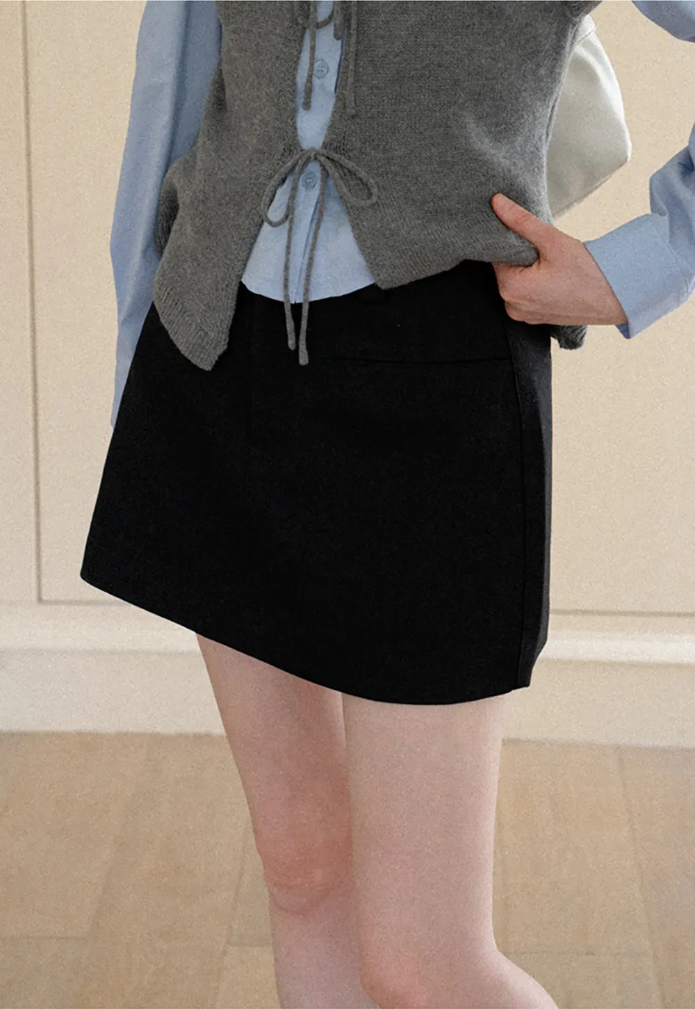 High Waist A Line Skirt with Side Panel Detail