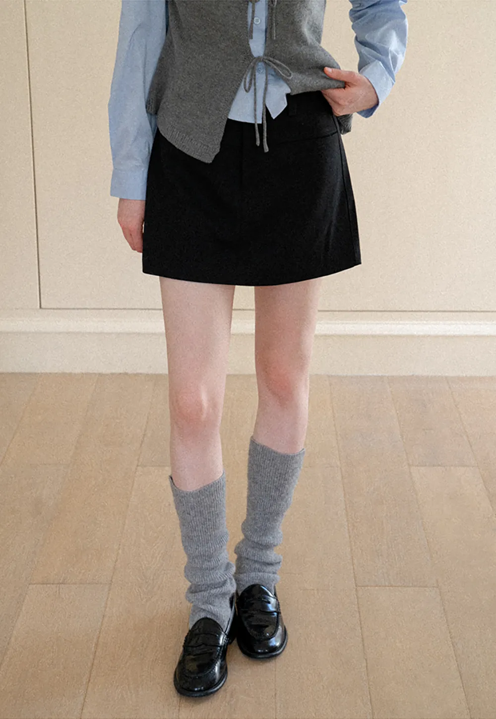 High Waist A Line Skirt with Side Panel Detail