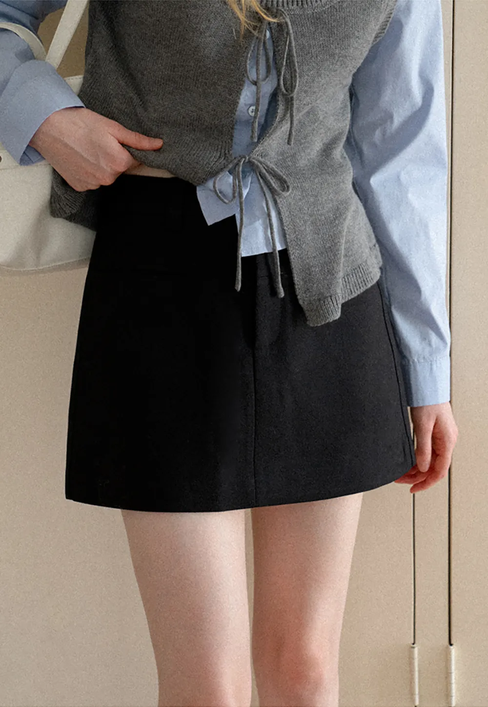 High Waist A Line Skirt with Side Panel Detail