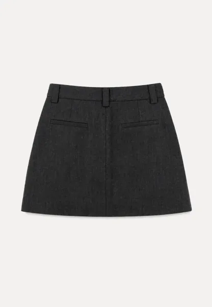 High Waist A Line Skirt with Side Panel Detail