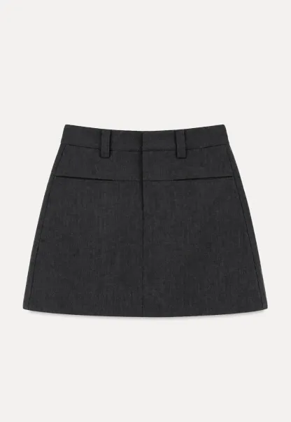 High Waist A Line Skirt with Side Panel Detail