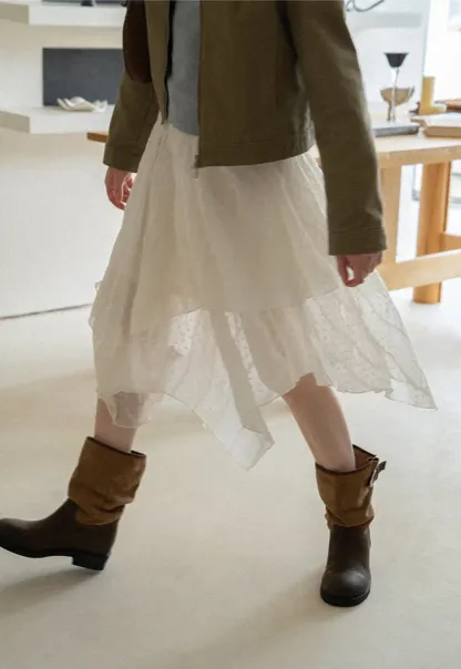 Asymmetrical Tiered Pleated Skirt