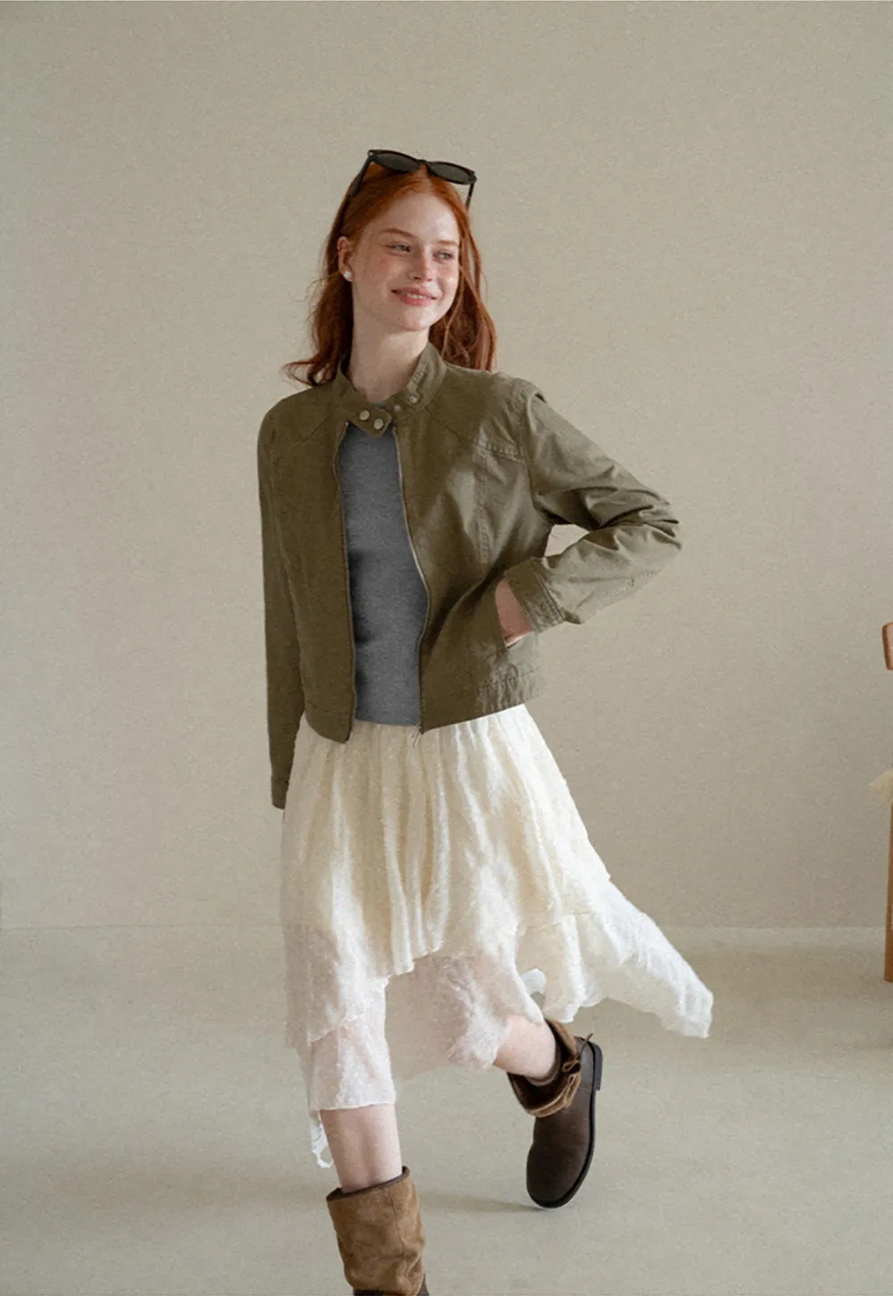 Asymmetrical Tiered Pleated Skirt