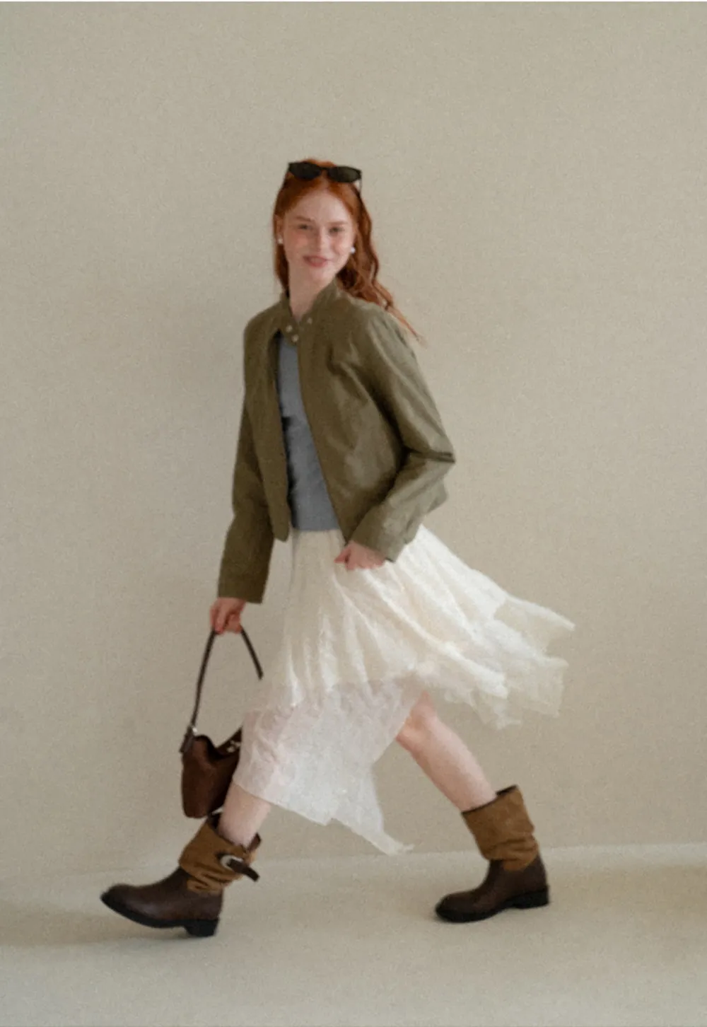 Asymmetrical Tiered Pleated Skirt