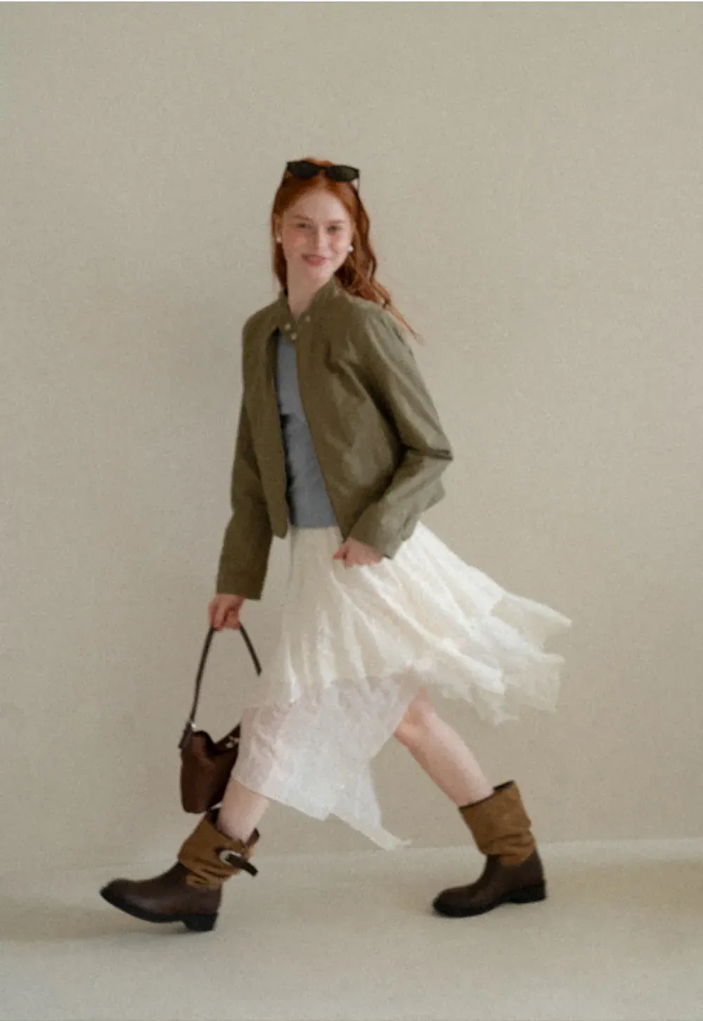 Asymmetrical Tiered Pleated Skirt