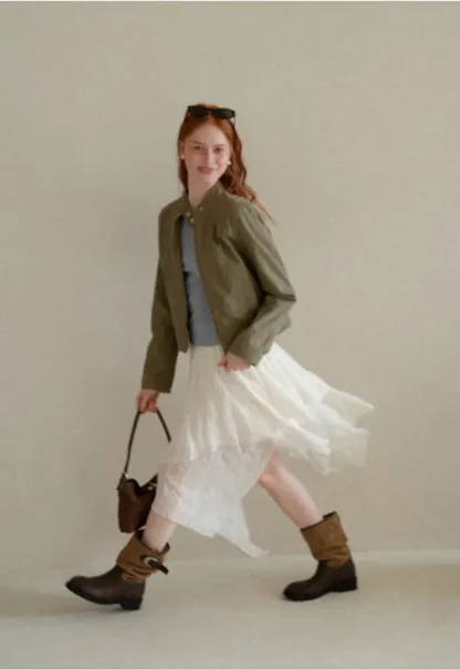 Asymmetrical Tiered Pleated Skirt