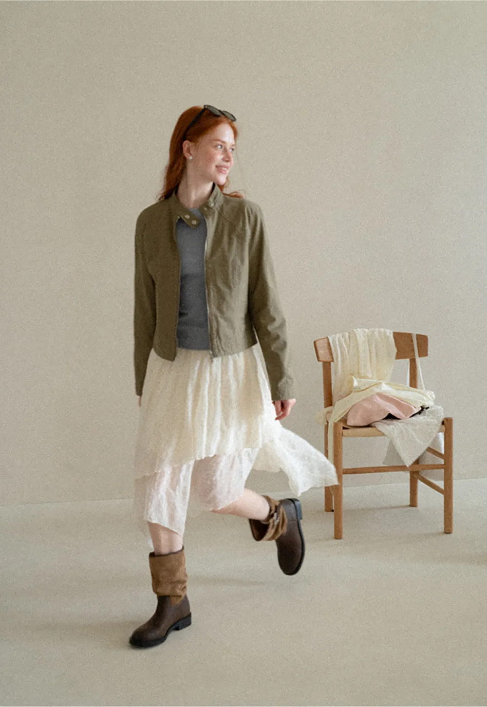 Asymmetrical Tiered Pleated Skirt