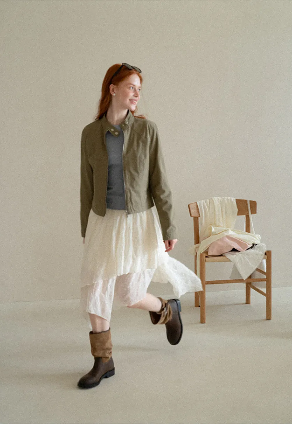 Asymmetrical Tiered Pleated Skirt