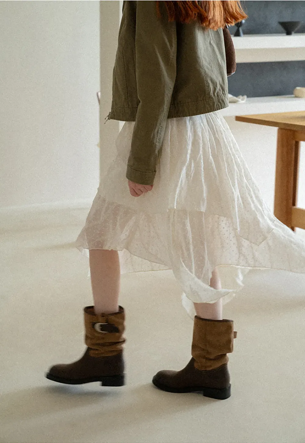 Asymmetrical Tiered Pleated Skirt