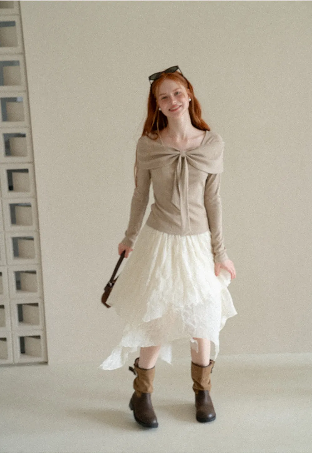 Asymmetrical Tiered Pleated Skirt