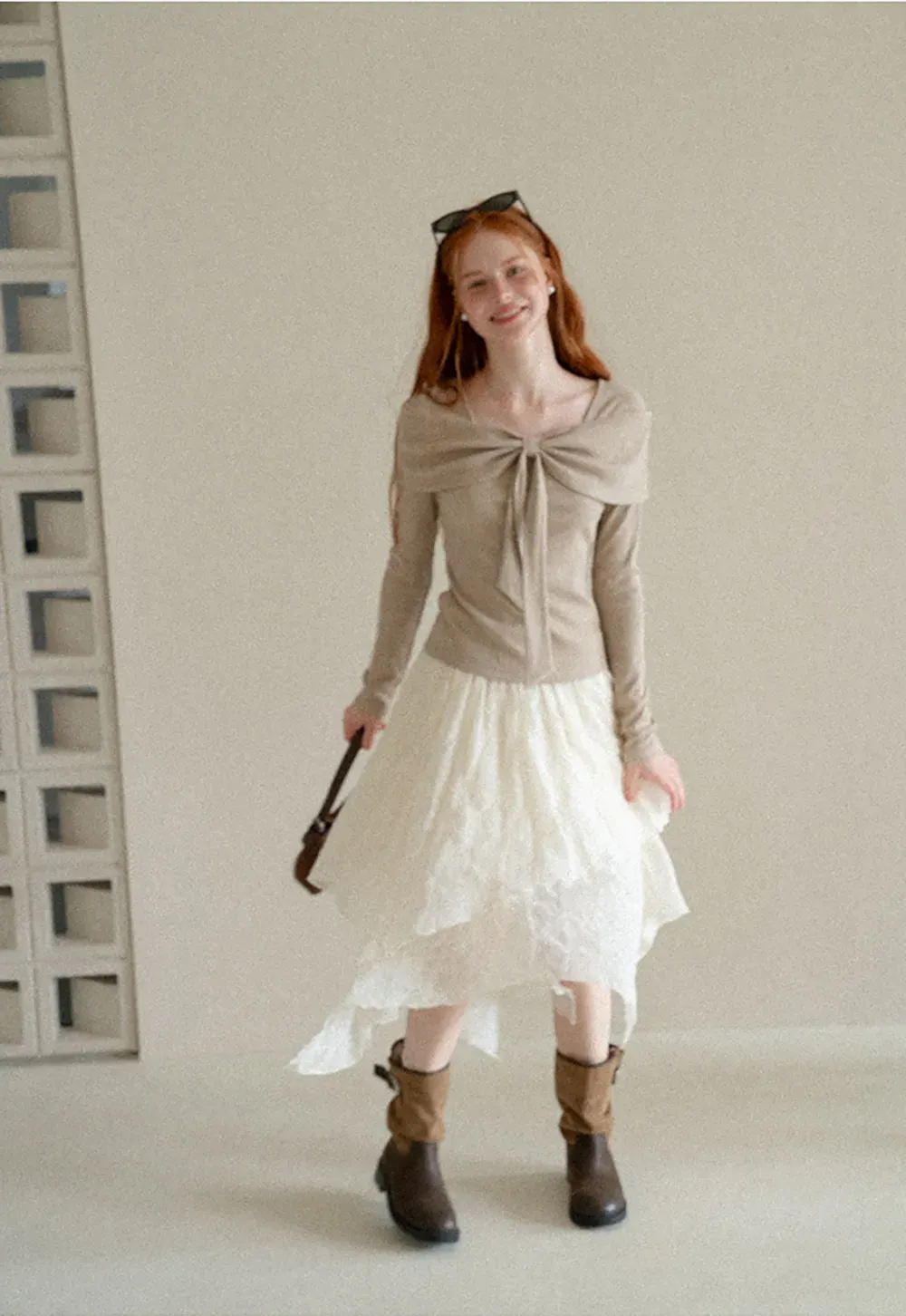 Asymmetrical Tiered Pleated Skirt