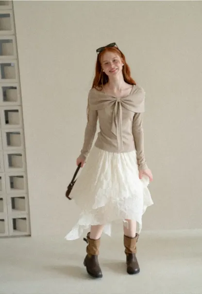 Asymmetrical Tiered Pleated Skirt