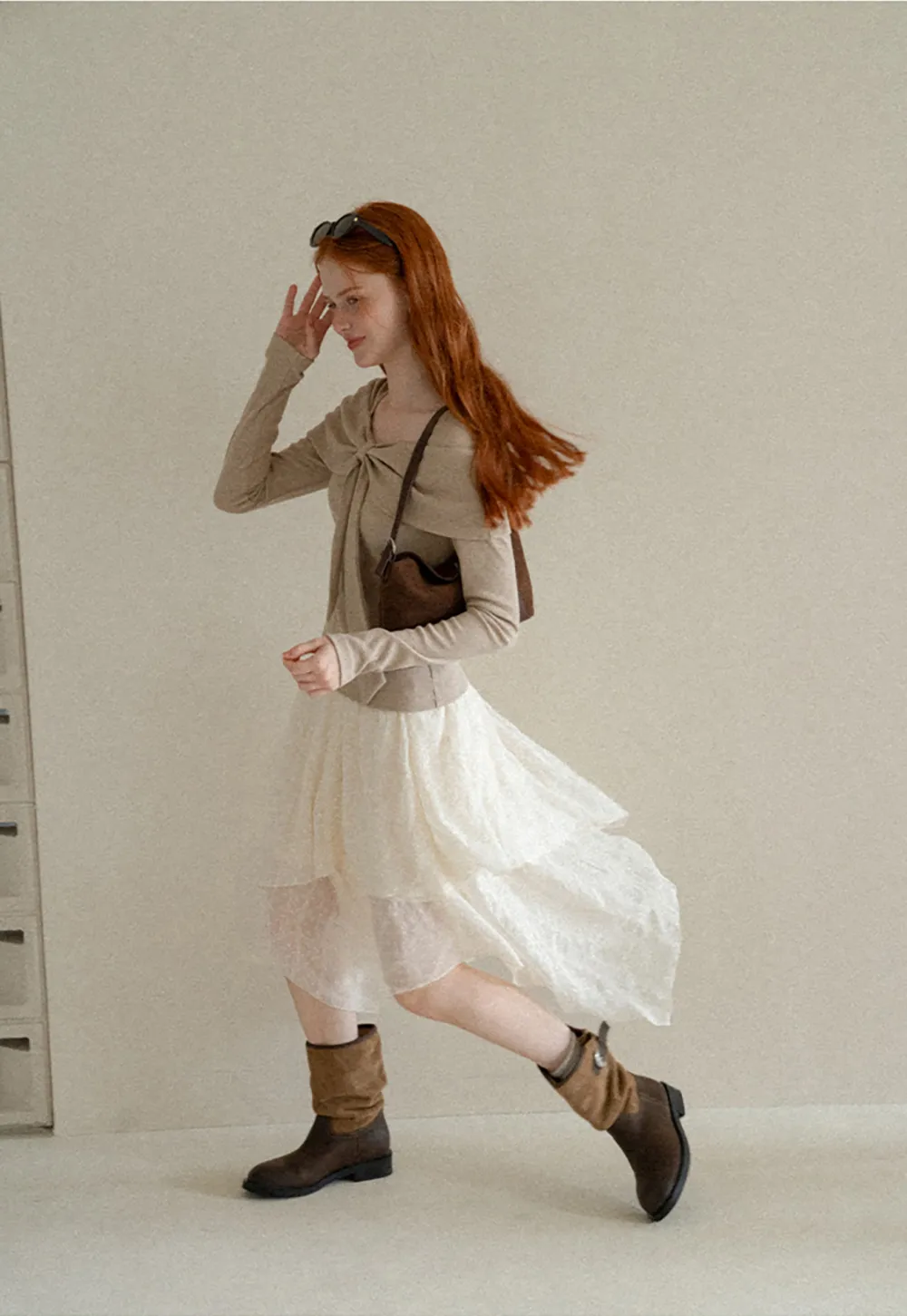 Asymmetrical Tiered Pleated Skirt