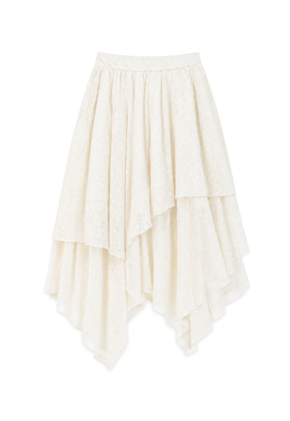 Asymmetrical Tiered Pleated Skirt