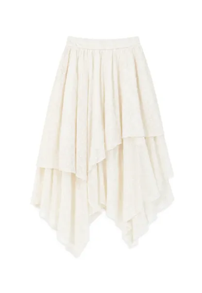 Asymmetrical Tiered Pleated Skirt