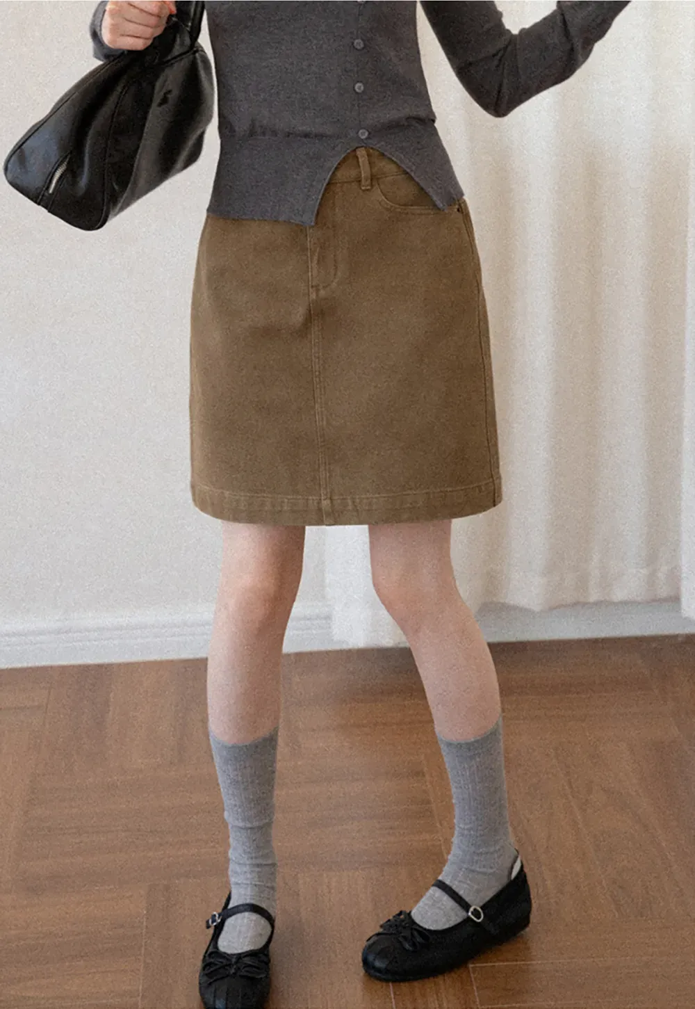 A-Line High Waist Denim Skirt