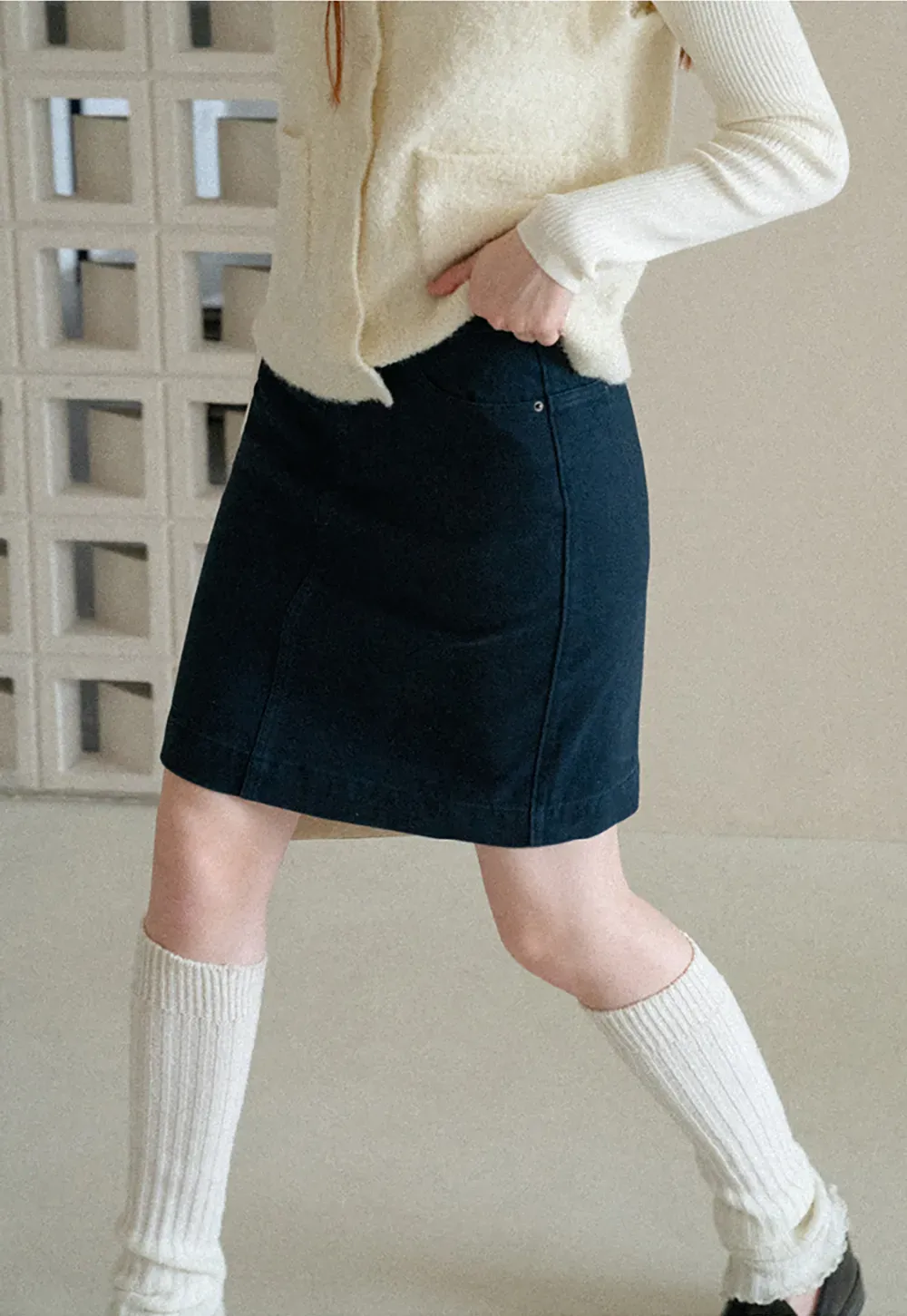 A-Line High Waist Denim Skirt