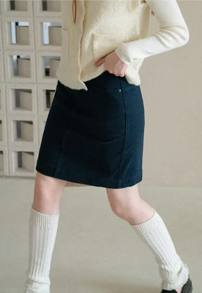 A-Line High Waist Denim Skirt