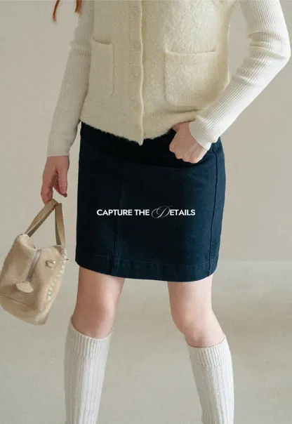 A-Line High Waist Denim Skirt