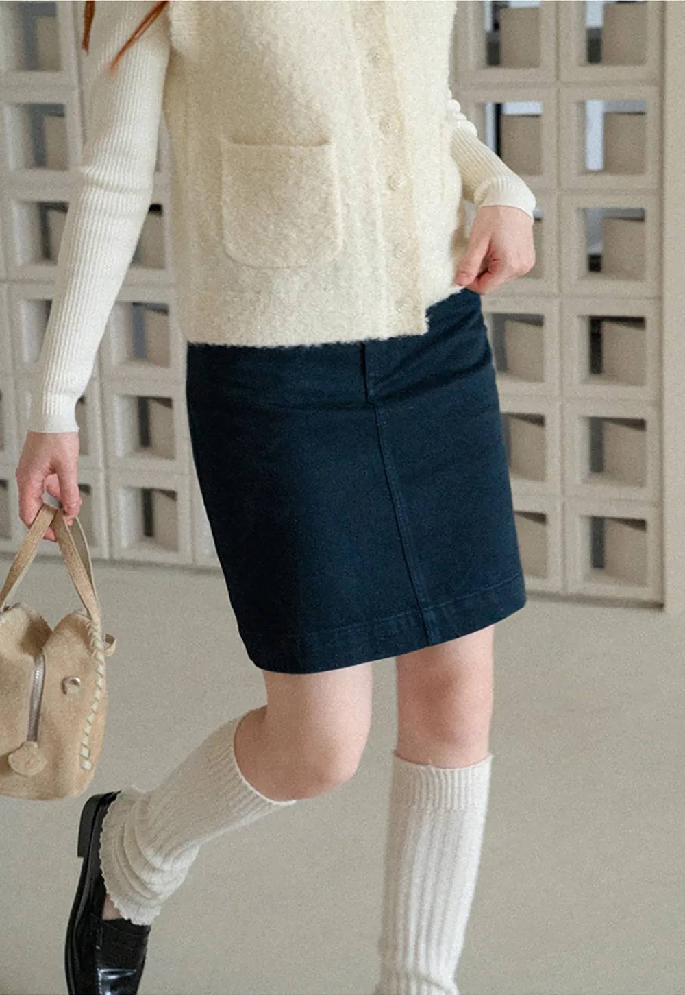 A-Line High Waist Denim Skirt