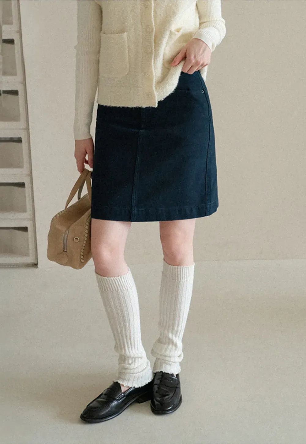 A-Line High Waist Denim Skirt