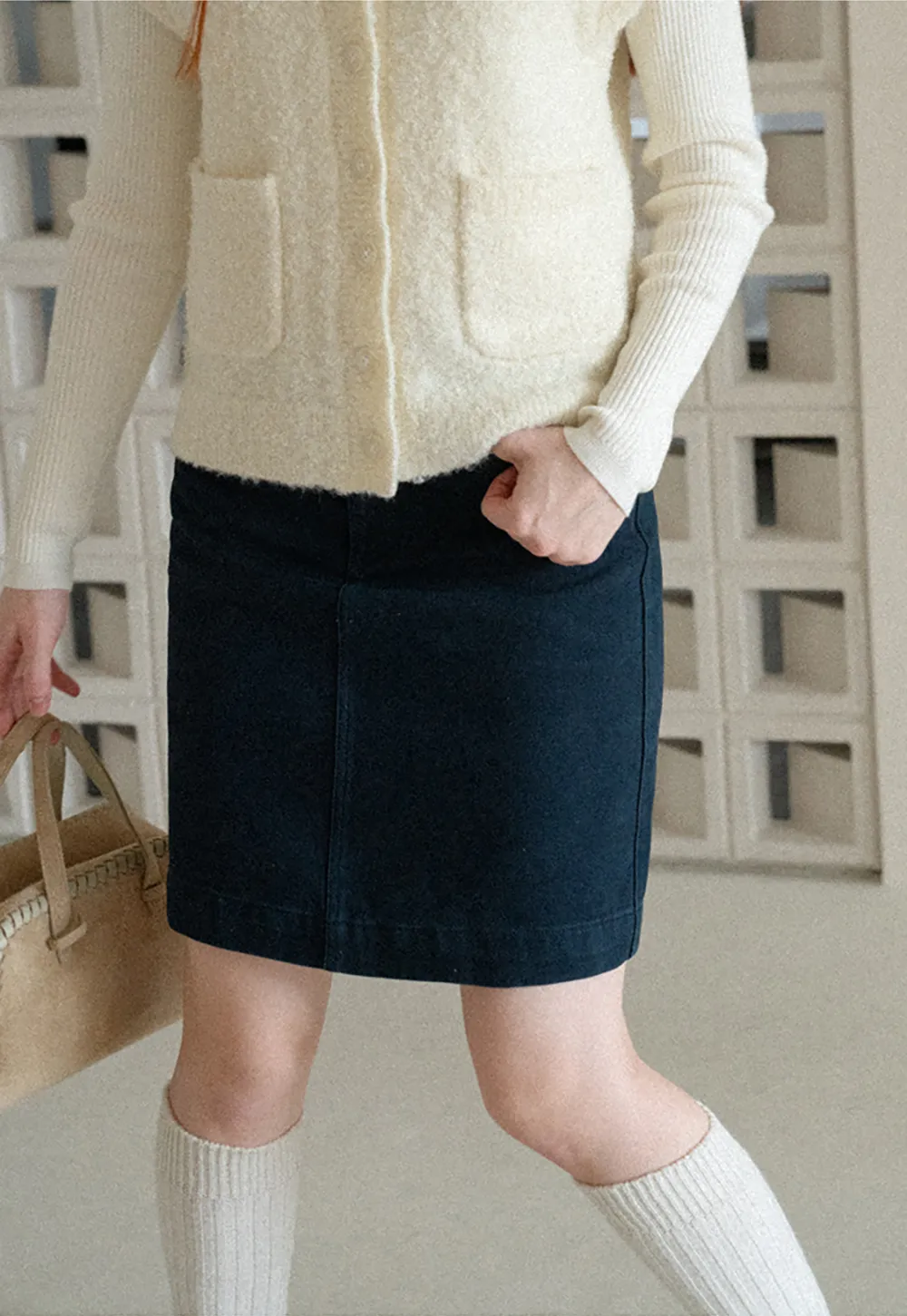 A-Line High Waist Denim Skirt