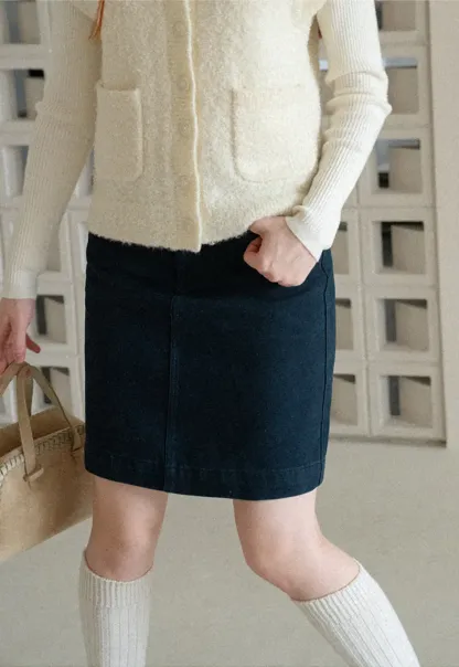 A-Line High Waist Denim Skirt