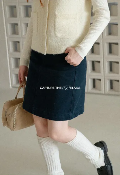 A-Line High Waist Denim Skirt