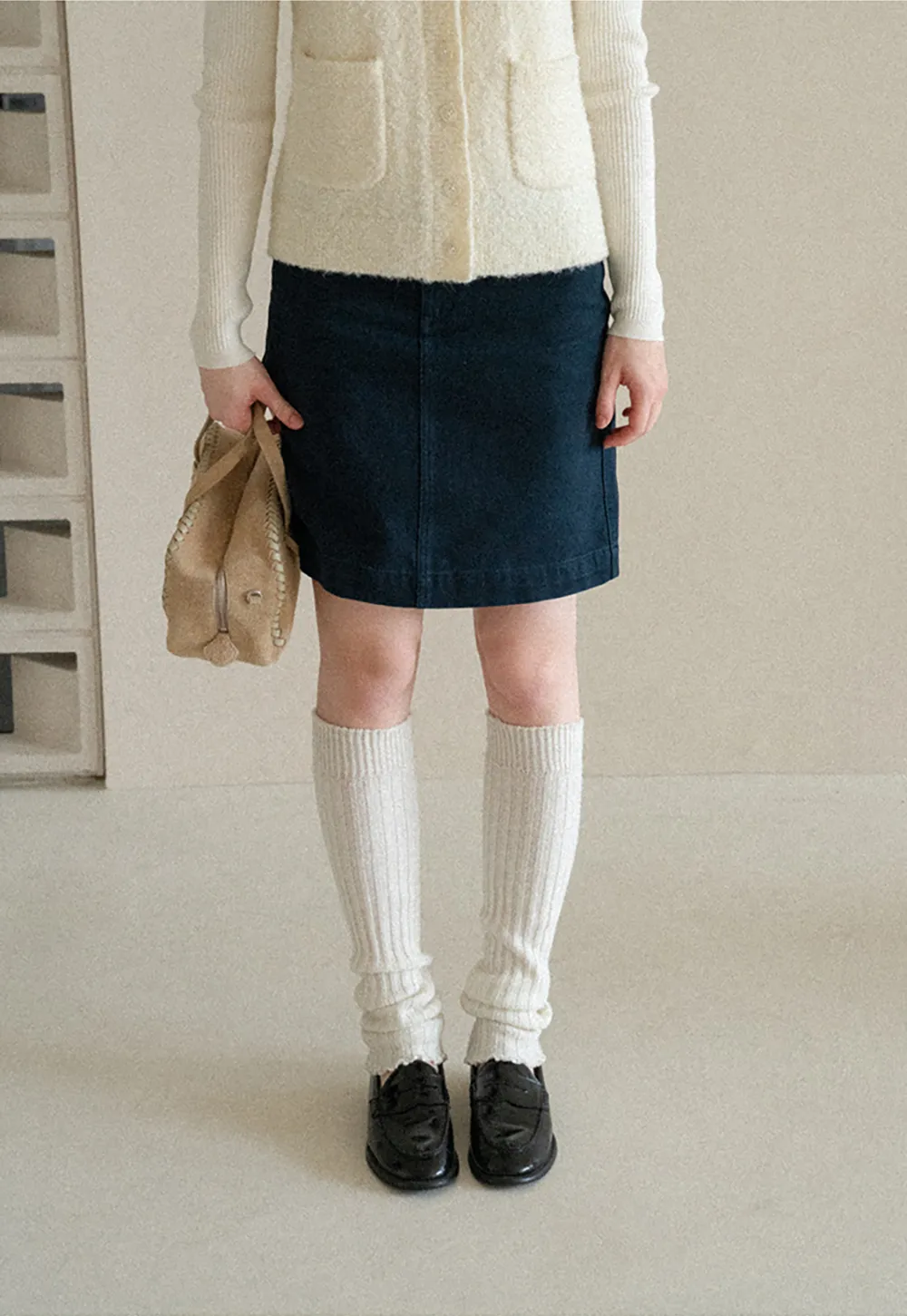 A-Line High Waist Denim Skirt