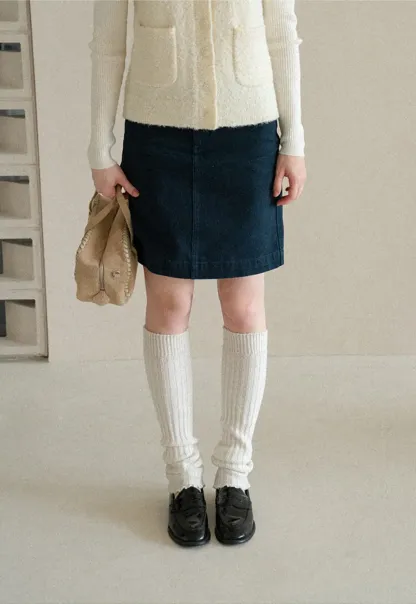 A-Line High Waist Denim Skirt
