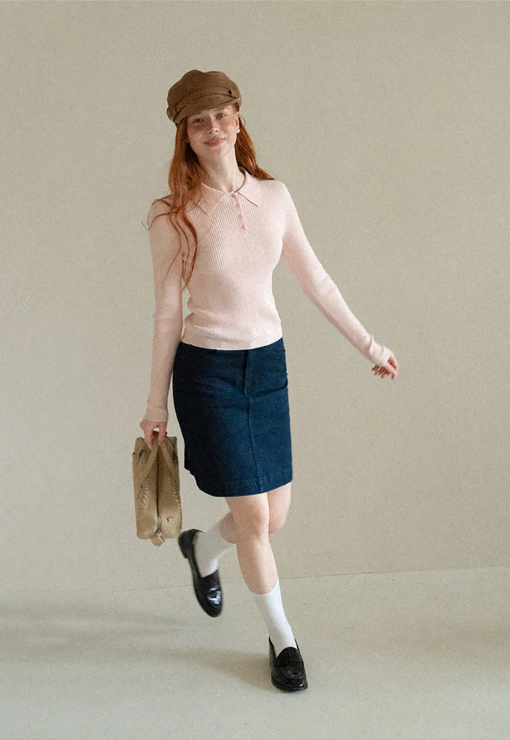 A-Line High Waist Denim Skirt