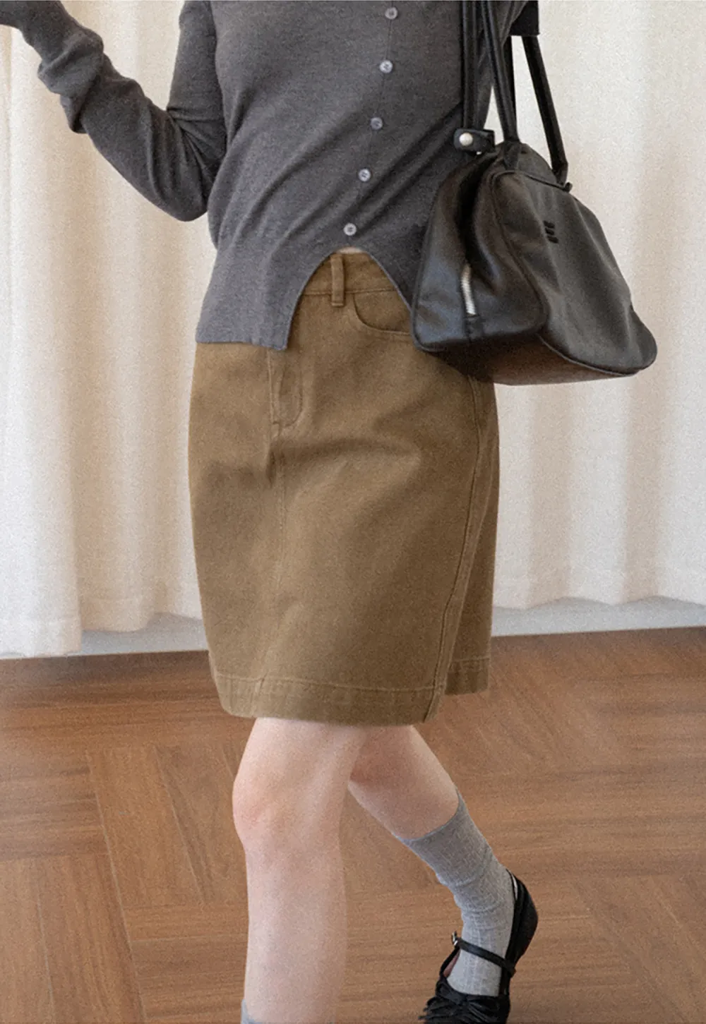 A-Line High Waist Denim Skirt