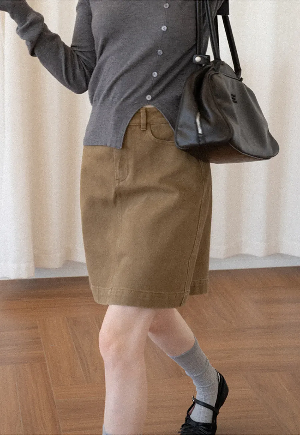 A-Line High Waist Denim Skirt