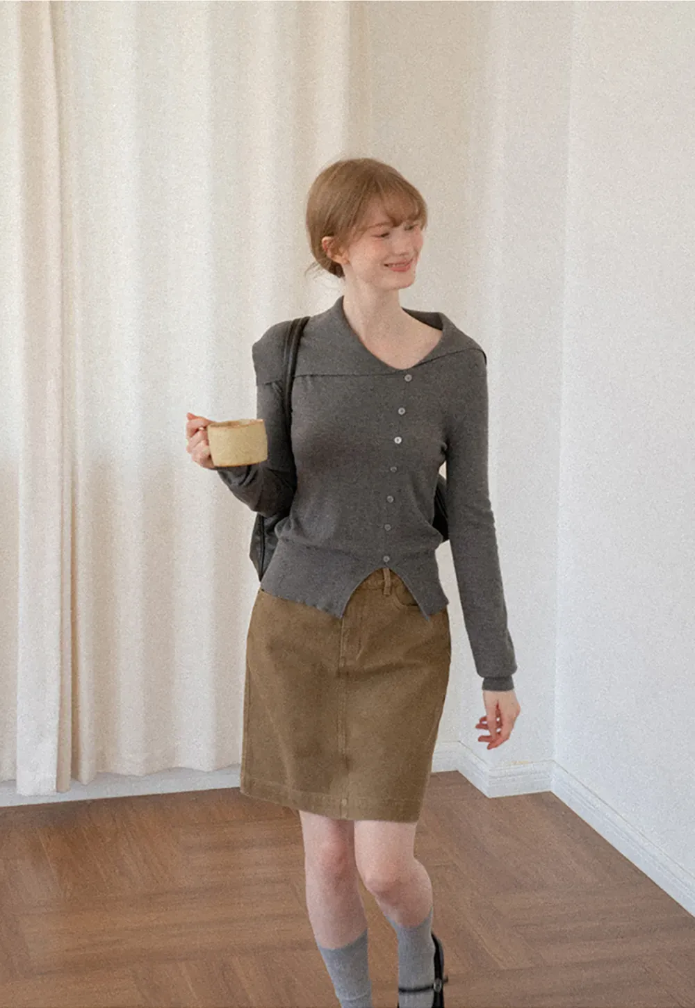 A-Line High Waist Denim Skirt